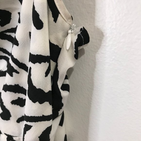 Missguided Zebra Midi Slip Dress Size 8 Medium Sleeveless Satin White Black - Picture 6 of 10